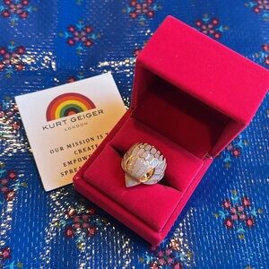 Kurt Geiger Purple and Gold eagle head cocktail ring